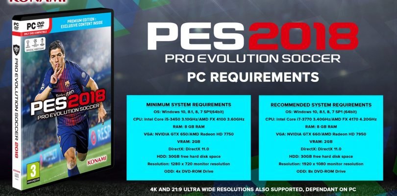 Konami назвала системные требования игры PES 2018
